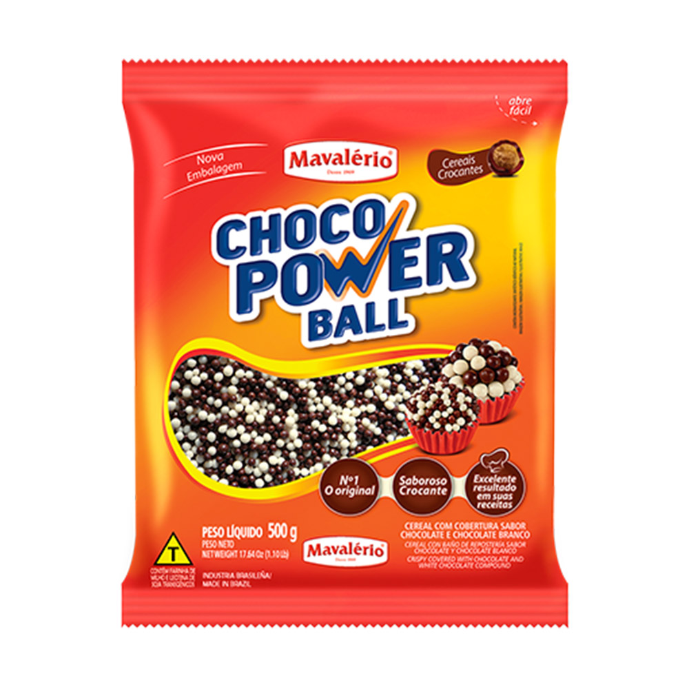 CHOCO POWER BALL MICRO CHOCOLATE AO LEITE E CHOCOLATE BRANCO 500G - MAVALÉRIO CHOCO POWER BALL MICRO CHOCOLATE AO LEITE E CHOCOLATE BRANCO 500G - MAVALÉRIO