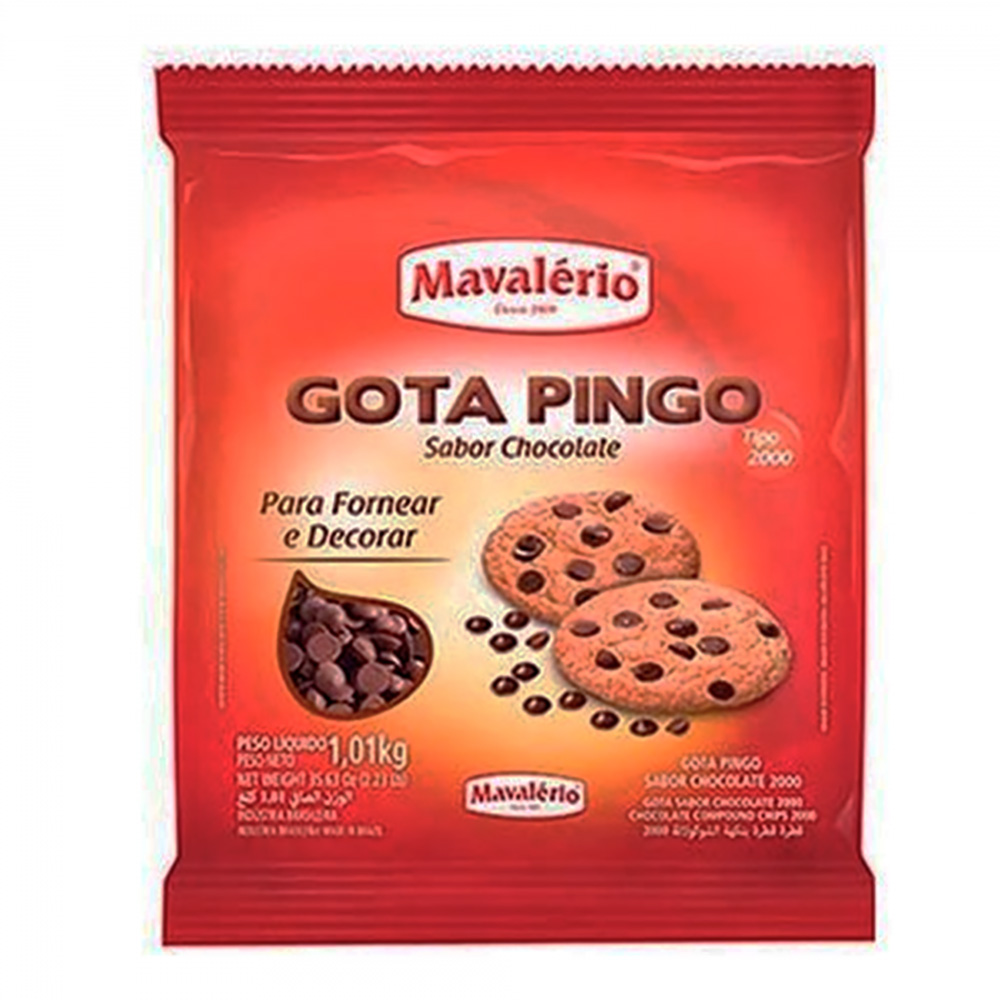GOTA PINGO SABOR CHOCALATE COM 1KG - MAVALÉRIO  GOTA PINGO SABOR CHOCALATE COM 1KG - MAVALÉRIO