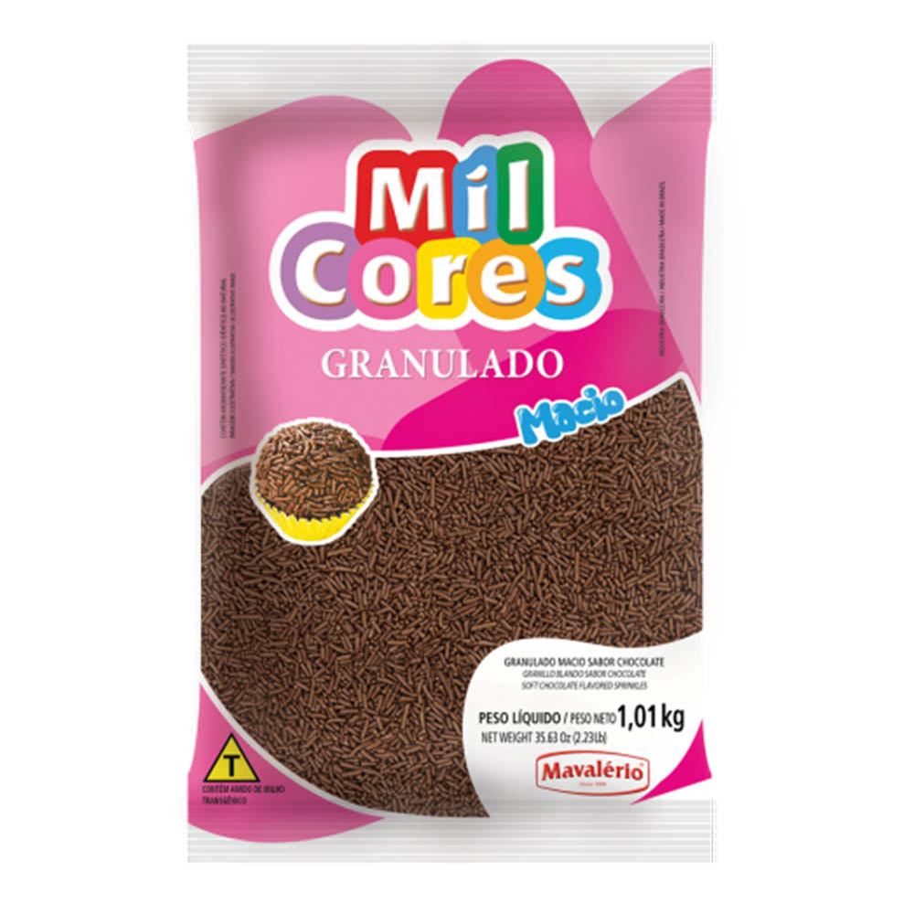 GRANULADO MACIO CHOCOLATE MIL CORES 1,01KG - MAVALERIO  GRANULADO MACIO CHOCOLATE MIL CORES 1,01KG - MAVALERIO