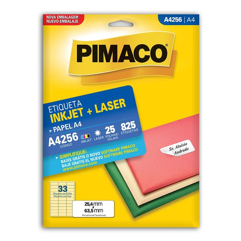 ETIQUETA A4256 A4 CARTA C/25FLS PIMACO ETIQUETA A4256 A4 CARTA C/25FLS PIMACO