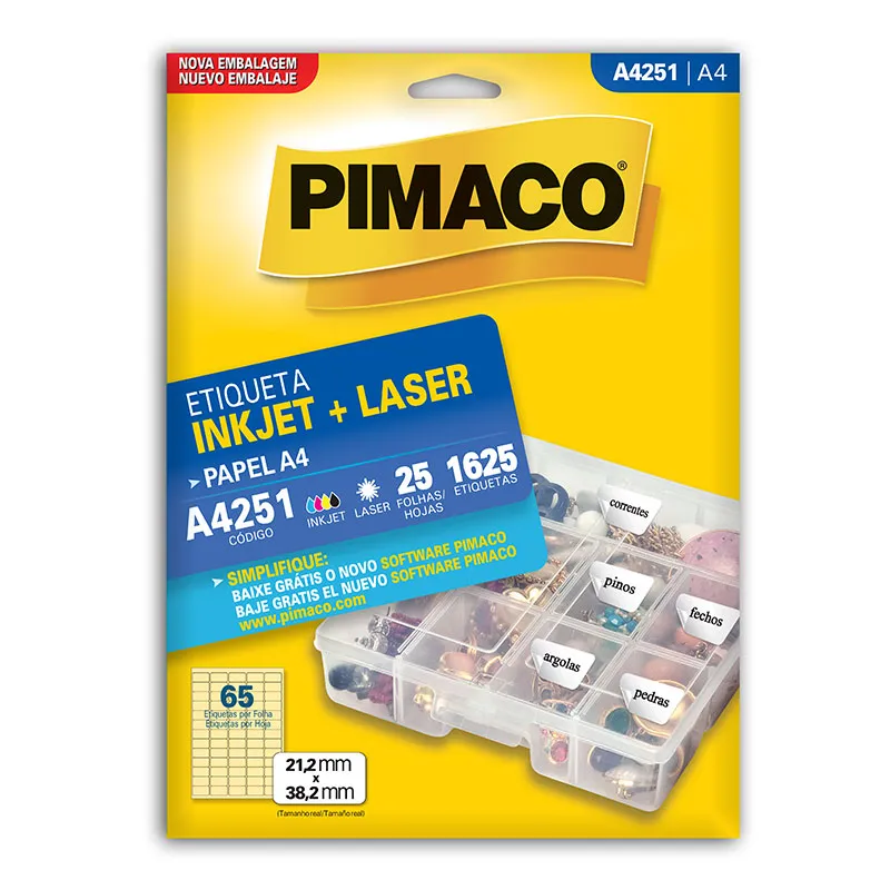 ETIQUETA A4251 A4 CARTA C/25FLS PIMACO ETIQUETA A4251 A4 CARTA C/25FLS PIMACO
