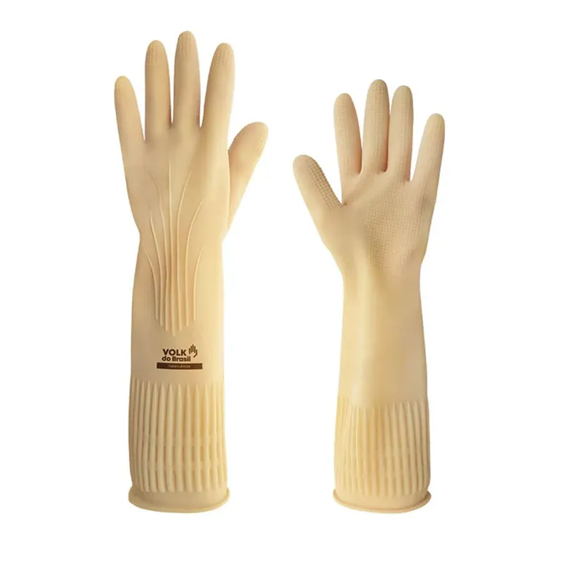 LUVA LATEX RANHURADA TAM P NAT VOLK CANO LONGO PAR                                                                                                                                                      
