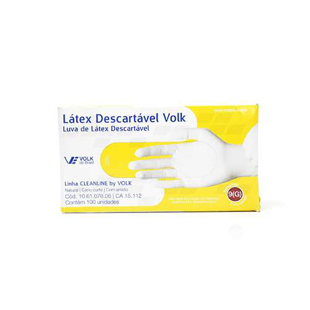 LUVA DE LÁTEX C/ AMIDO TAMANHO G VOLK C/100 UNIDADES LUVA DE LÁTEX C/ AMIDO TAMANHO G VOLK C/100 UNIDADES