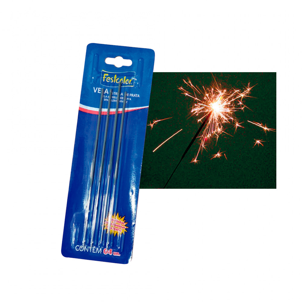 VELA ESTRELA DE PRATA C/4 - FESTCOLOR VELA ESTRELA DE PRATA C/4 - FESTCOLOR