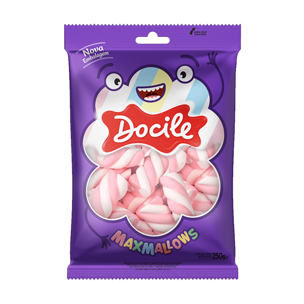 MAXMALLOW TWIST BAUNILHA DOCILE 250G                                                                                                                                                              MAXMALLOW TWIST BAUNILHA DOCILE 250G