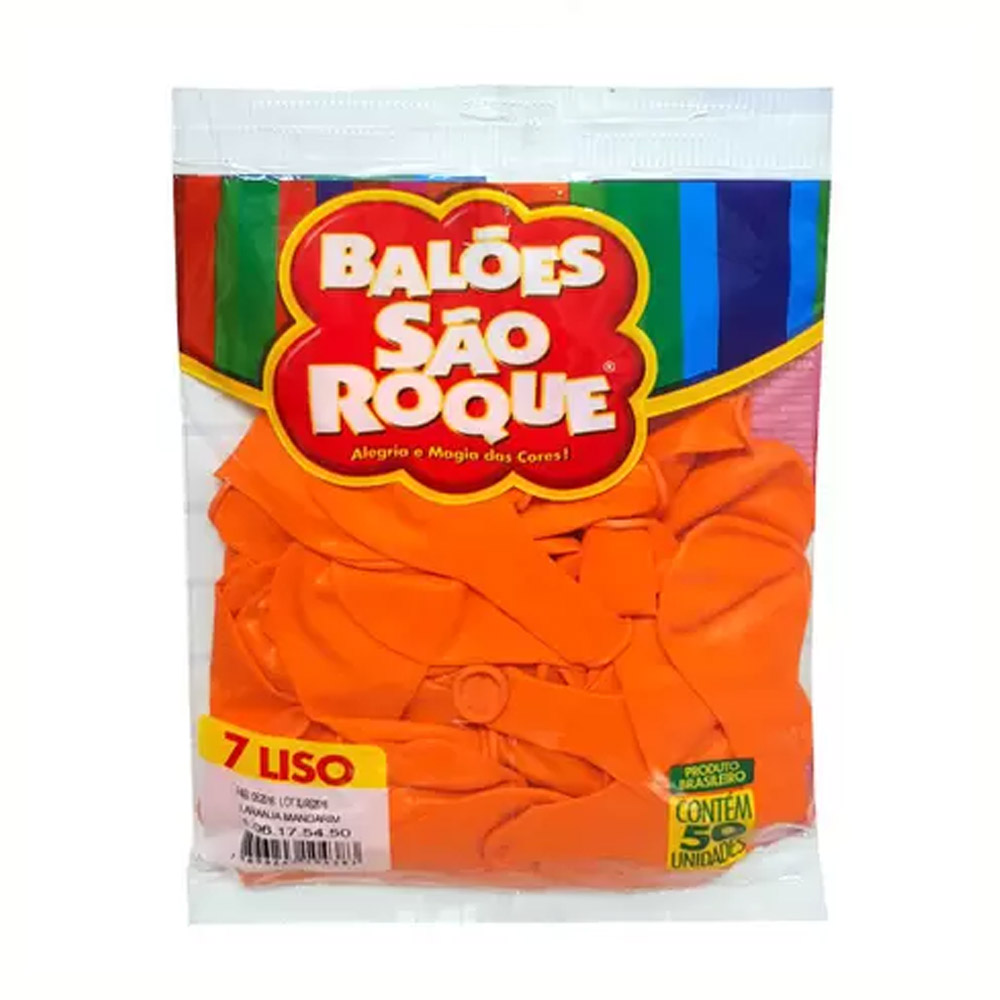 BALÃO N7 LISO LARANJA MANDARIM PACOTE COM 50 UNIDADES - SÃO ROQUE BALÃO N7 LISO LARANJA MANDARIM PACOTE COM 50 UNIDADES - SÃO ROQUE