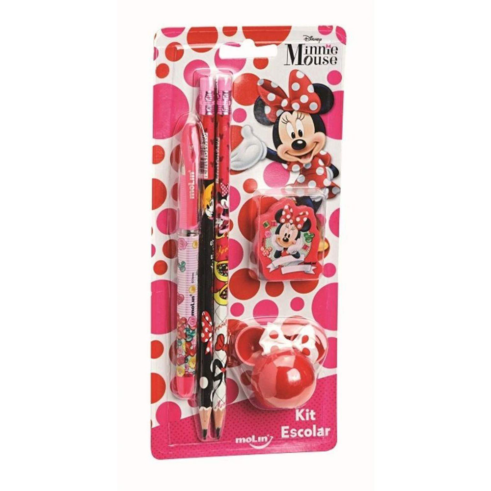 KIT ESCOLAR MINNIE BLISTER C/ 5 UN - MOLIN                              KIT ESCOLAR MINNIE BLISTER C/ 5 UN - MOLIN
