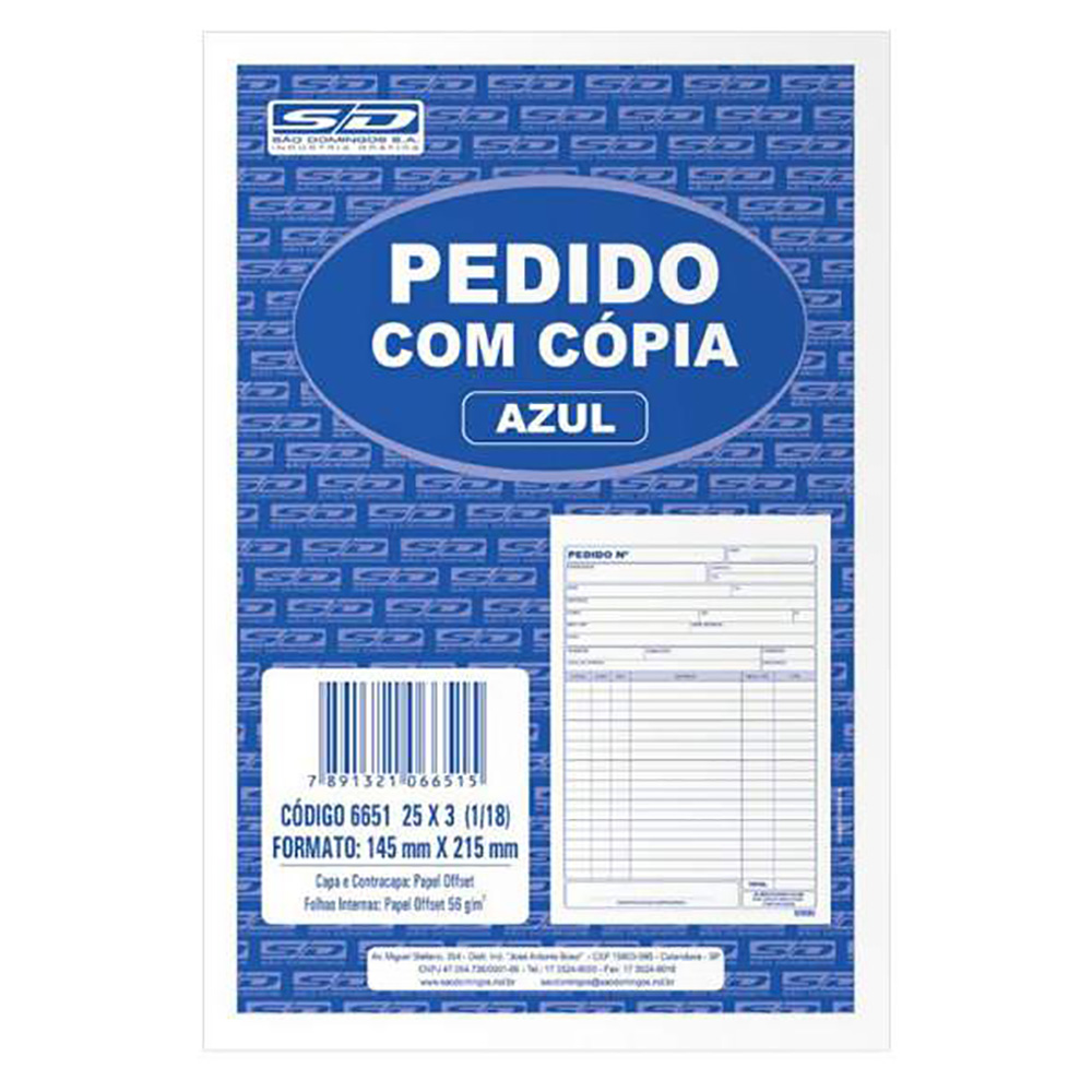 PEDIDO MÉDIO  AZUL (COM CÓPIA) 75 FLS - SÃO DOMINGOS<br><br>        <br> PEDIDO MÉDIO  AZUL (COM CÓPIA) 75 FLS - SÃO DOMINGOS<br><br>        <br>