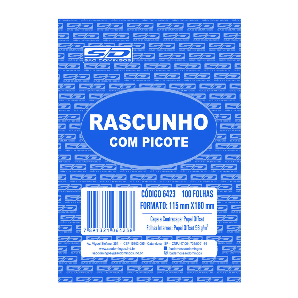 RASCUNHO COM PICOTE 100 FOLHAS - SÃO DOMINGOS RASCUNHO COM PICOTE 100 FOLHAS - SÃO DOMINGOS