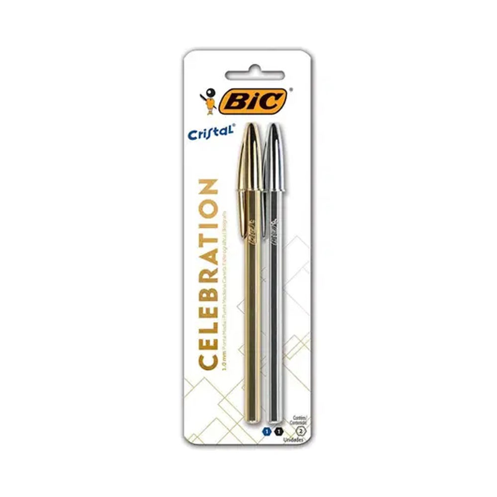 CANETA BIC CRISTAL CELEBRATION OURO/PRATA C/2 UN CANETA BIC CRISTAL CELEBRATION OURO/PRATA C/2 UN