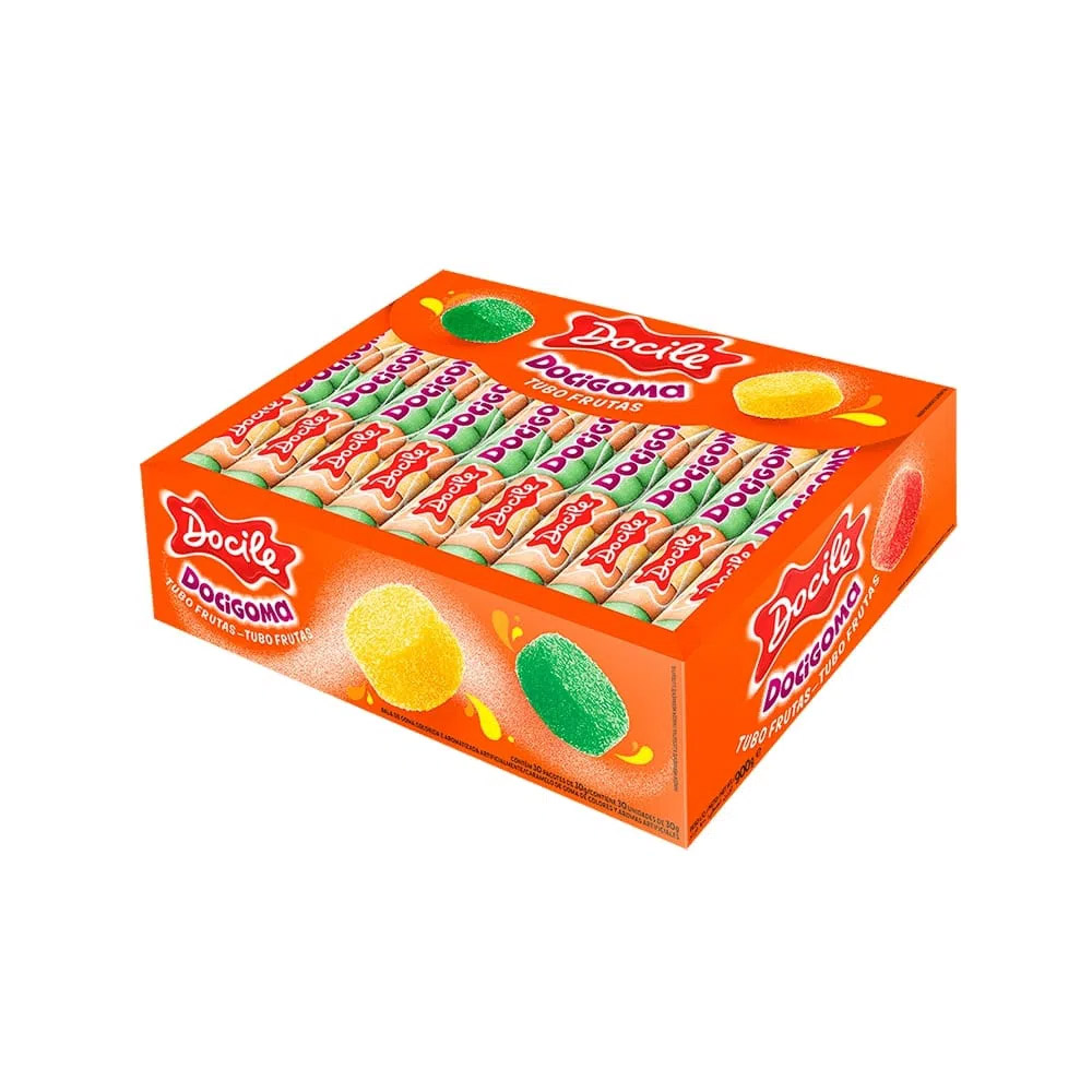 Bala de Goma Tubo Sortido - 30tubos X 30g | Docile  Bala de Goma Tubo Sortido - 30tubos X 30g | Docile