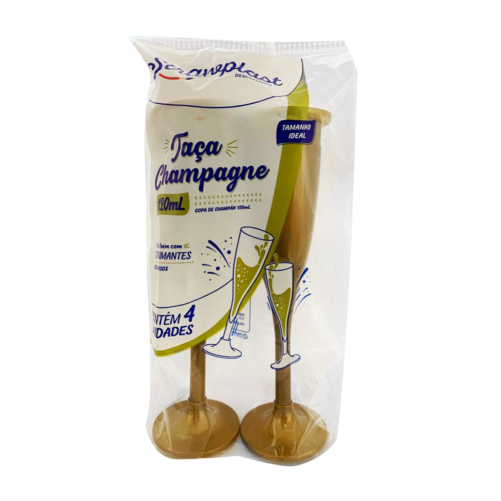 TACA CHAMPAGNE 120ML DOURADA STRAWPLAST PC4                  TACA CHAMPAGNE 120ML DOURADA STRAWPLAST PC4