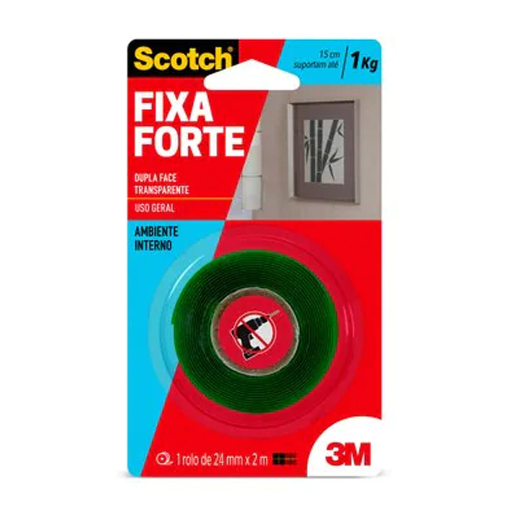 FITA SCOTCH 24mm x 2m FIXA FORTE TRANSPARENTE - 3M FITA SCOTCH 24mm x 2m FIXA FORTE TRANSPARENTE - 3M