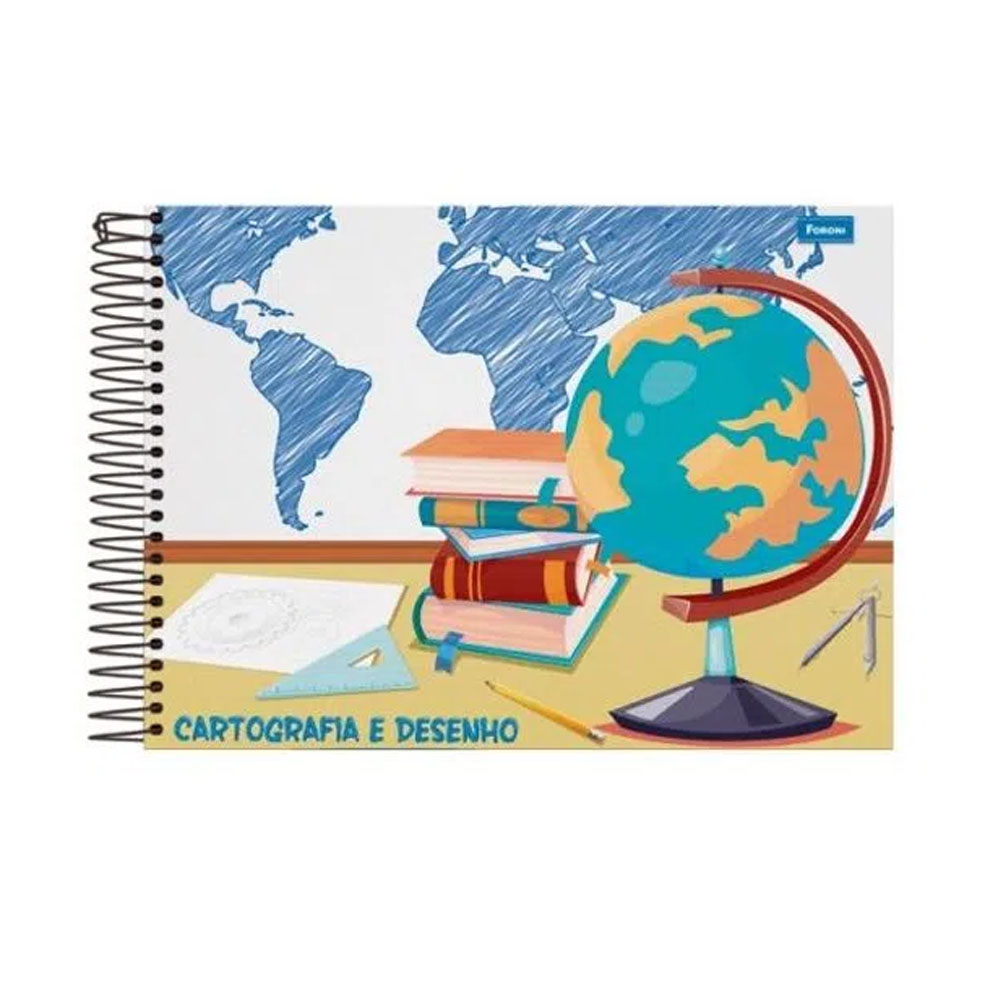 CADERNO CARTOGRAFIA 48 FOLHAS CAPA FLEXÍVEL COM SEDA - FORONI CADERNO CARTOGRAFIA 48 FOLHAS CAPA FLEXÍVEL COM SEDA - FORONI