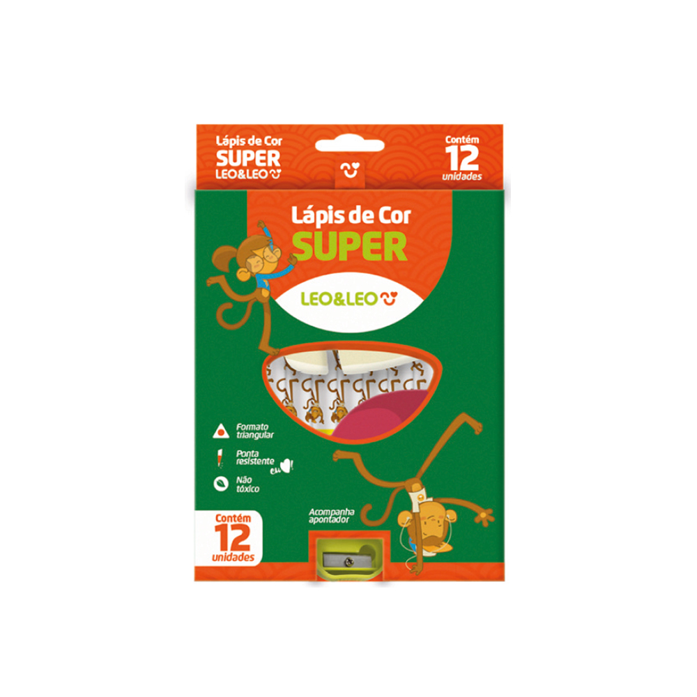 LÁPIS DE COR SUPER 12 CORES TRIANGULAR C/APONTADOR LEO&LEO LÁPIS DE COR SUPER 12 CORES TRIANGULAR C/APONTADOR LEO&LEO