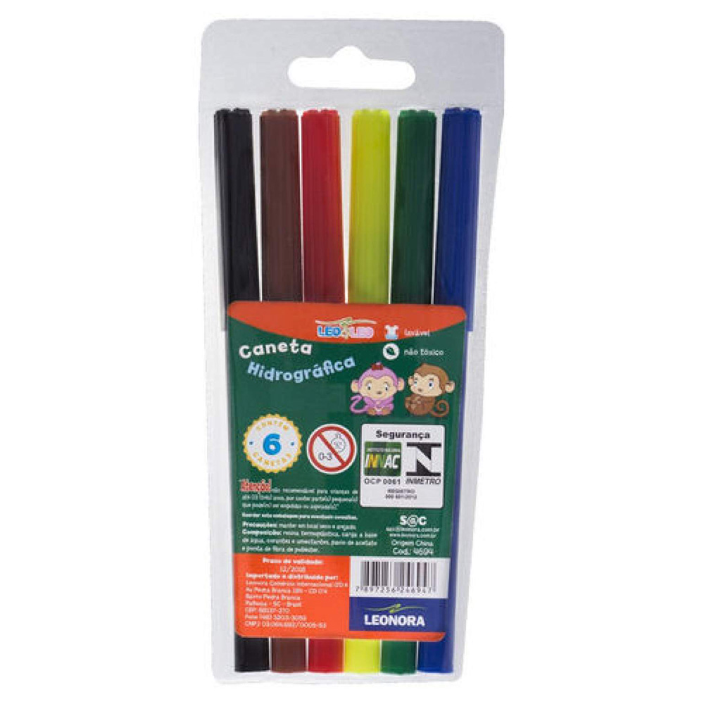 PINCEL HIDROCOR C/6 CORES - LEONORA                            PINCEL HIDROCOR C/6 CORES - LEONORA