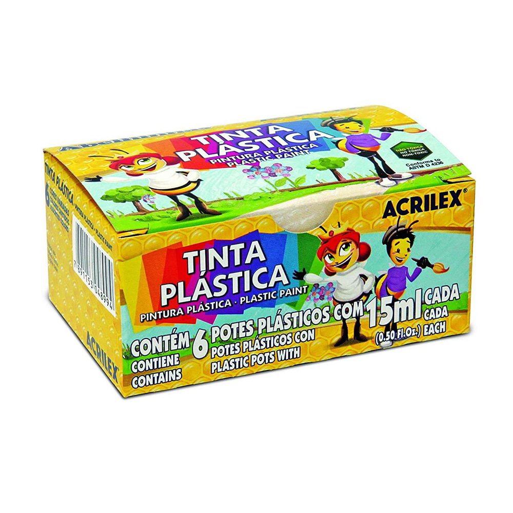 TINTA PLASTICA 15ML C/6 CORES - ACRILEX                              TINTA PLASTICA 15ML C/6 CORES - ACRILEX