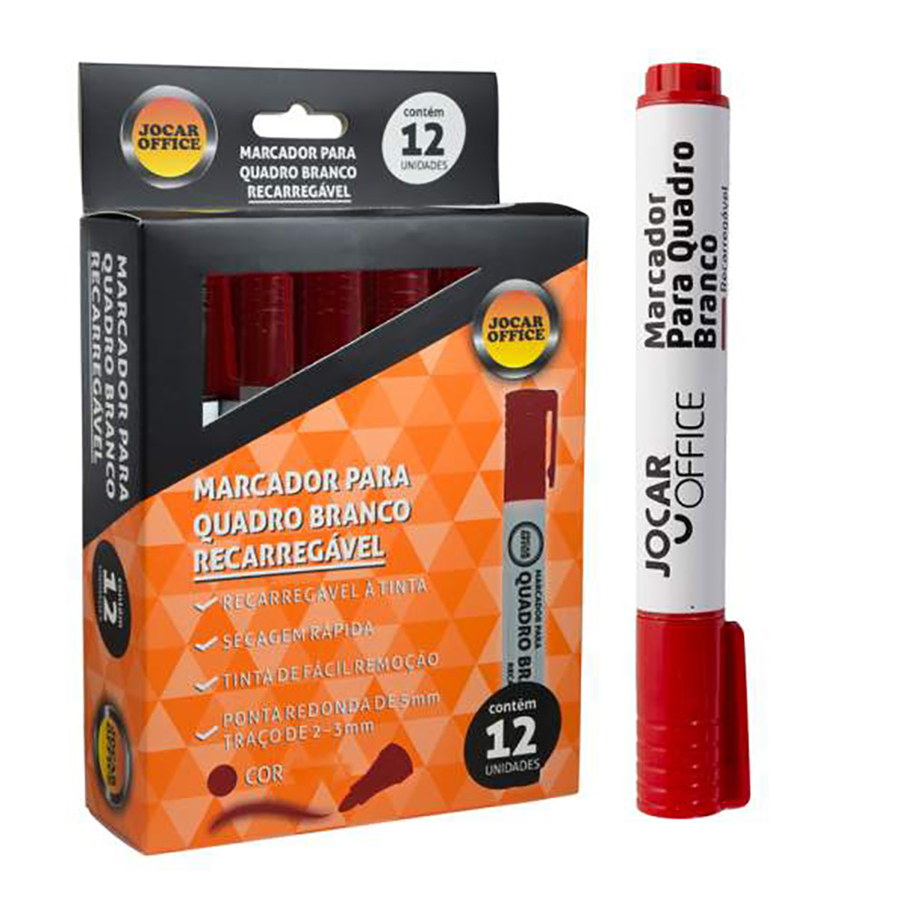 PINCEL DE QUADRO BRANCO RECARREGÁVEL VERMELHO - JOCAR PINCEL DE QUADRO BRANCO RECARREGÁVEL VERMELHO - JOCAR