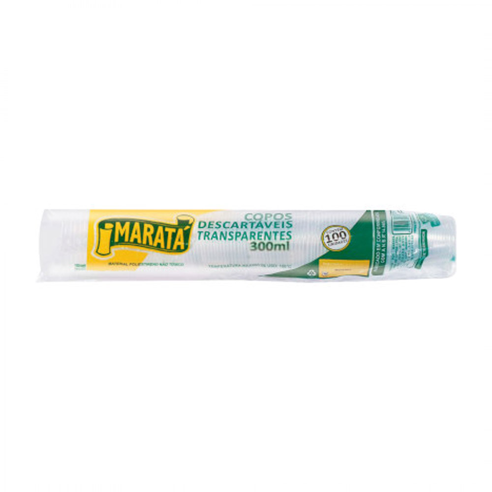 COPO PLÁSTICO DESCARTÁVEL 300ML TRANSPARENTE MARATÁ PACOTE COM 100 UNIDADES COPO PLÁSTICO DESCARTÁVEL 300ML TRANSPARENTE MARATÁ PACOTE COM 100 UNIDADES