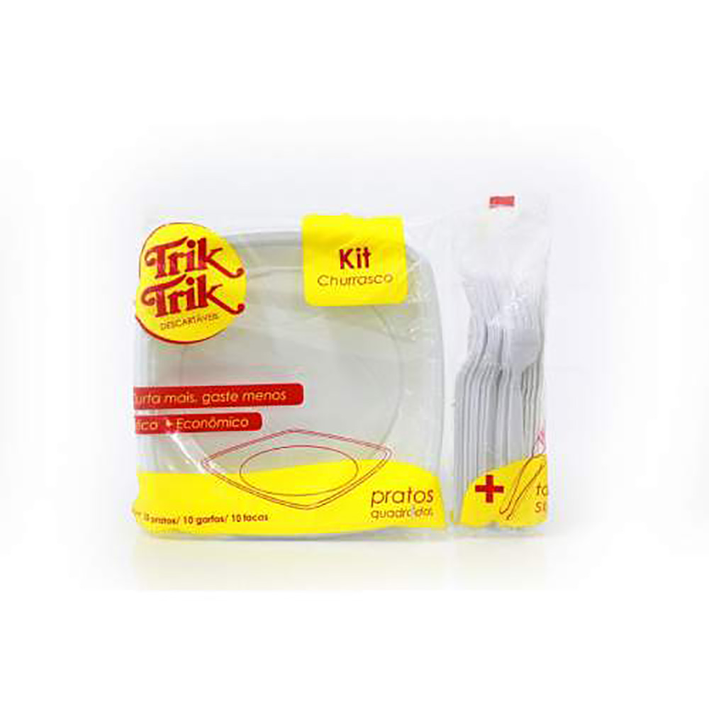 KIT DESCARTÁVEL CHURRASCO BRANCO TRIK C/10 UNIDADES KIT DESCARTÁVEL CHURRASCO BRANCO TRIK C/10 UNIDADES