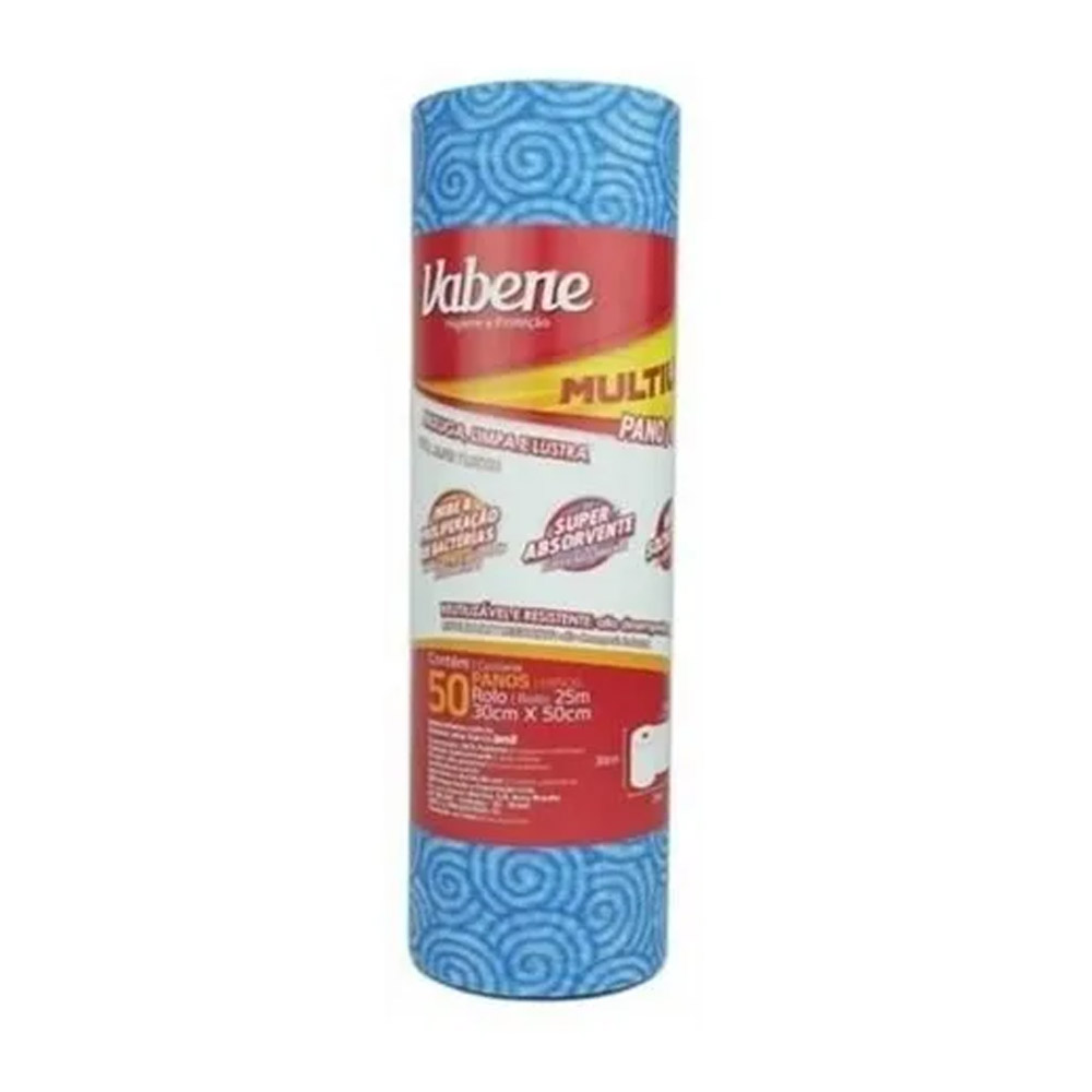 PANO MULTIUSO 30CMx25MT AZUL VABENE COM 50 UNIDADES PANO MULTIUSO 30CMx25MT AZUL VABENE COM 50 UNIDADES