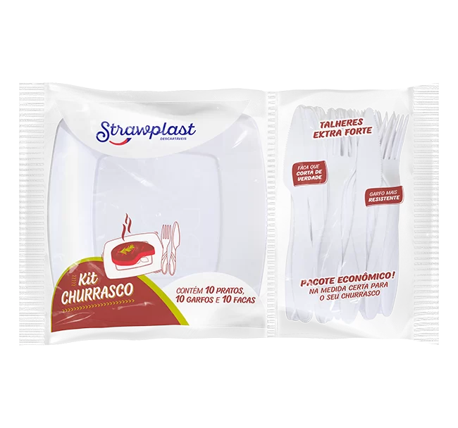 KIT CHURRASCO EXTRA FORTE BRANCO STRAWPLAST PC10<br> KIT CHURRASCO EXTRA FORTE BRANCO STRAWPLAST PC10<br>