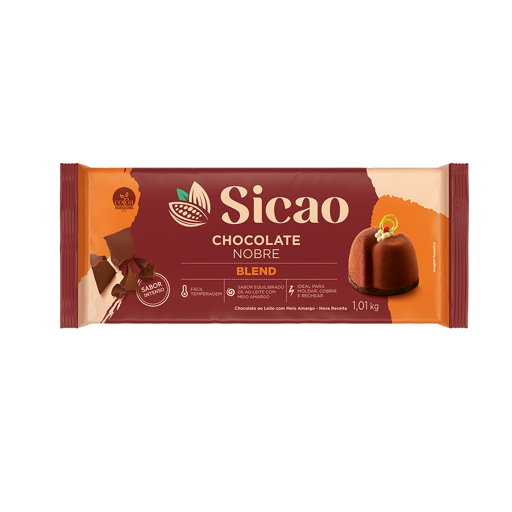 CHOCOLATE BLEND SICAO GOLD AO LEITE COM MEIO AMARGO - 1,01KG                                                                                                                                                       CHOCOLATE BLEND SICAO GOLD AO LEITE COM MEIO AMARGO - 1,01KG