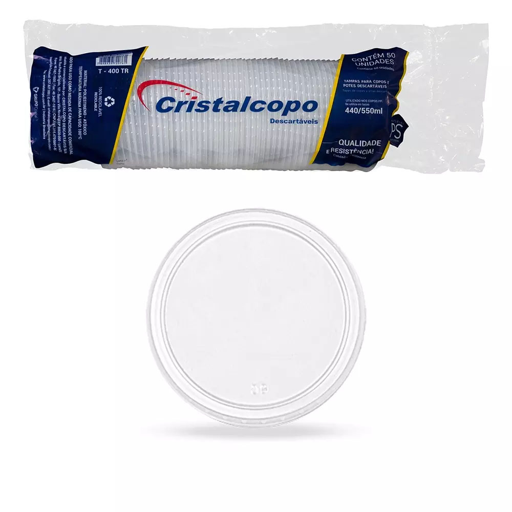 TAMPA COPO 440/550ML TRANSPARENTE SEM FURO CRISTALMAXI | PC50           TAMPA COPO 440/550ML TRANSPARENTE SEM FURO CRISTALMAXI | PC50