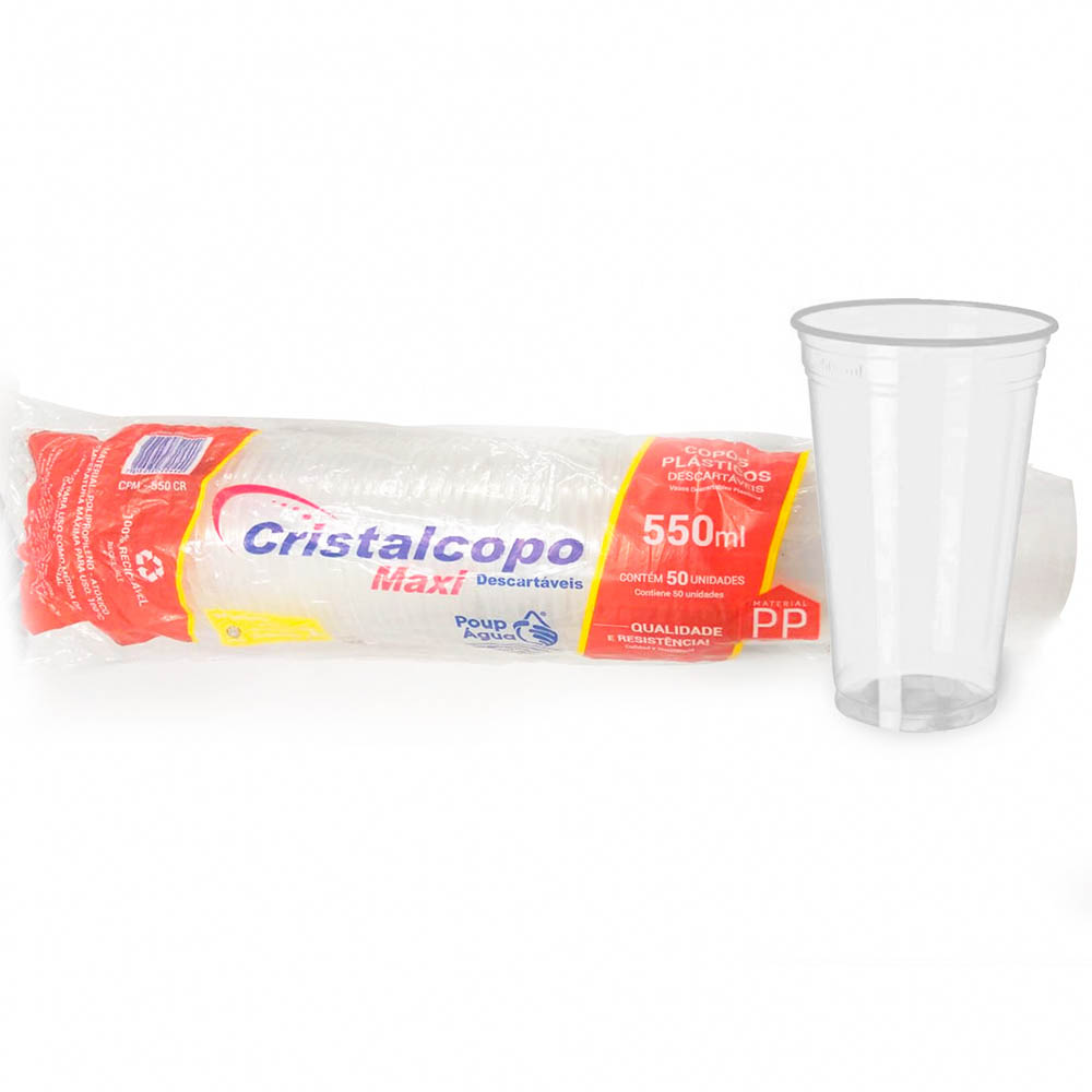Copo Plástico 550 ml Cristal Pacote c/ 50un - Cristalcopo<br> Copo Plástico 550 ml Cristal Pacote c/ 50un - Cristalcopo<br>