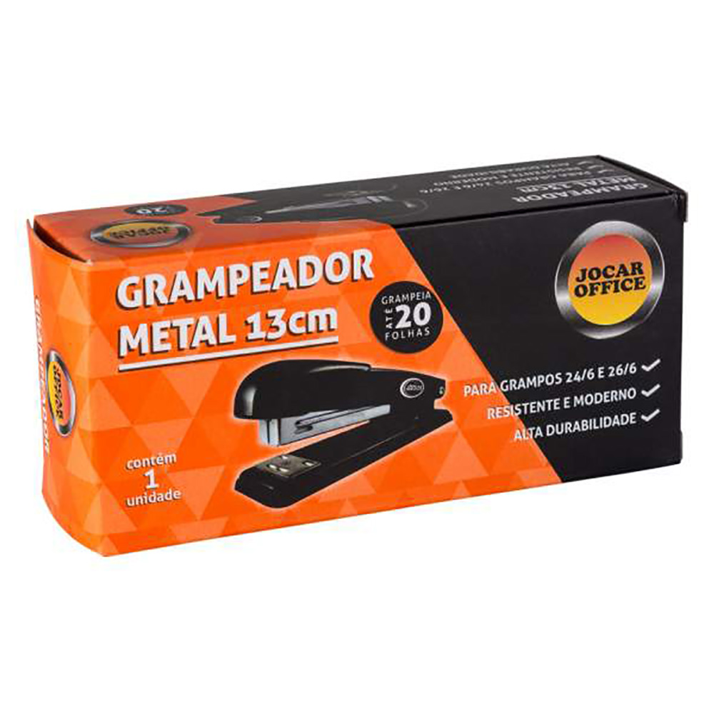 GRAMPEADOR METAL 13CM Para 25 Folhas JOCAR - LEO & LEO                 GRAMPEADOR METAL 13CM Para 25 Folhas JOCAR - LEO & LEO