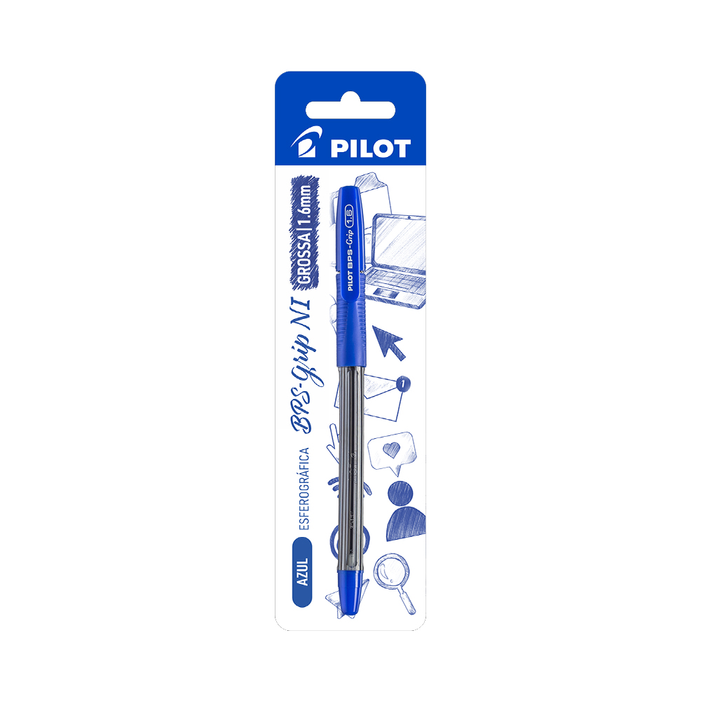 CANETA ESFEROGRÁFICA BPS-GRIP 1.6 AZUL PILOT CANETA ESFEROGRÁFICA BPS-GRIP 1.6 AZUL PILOT