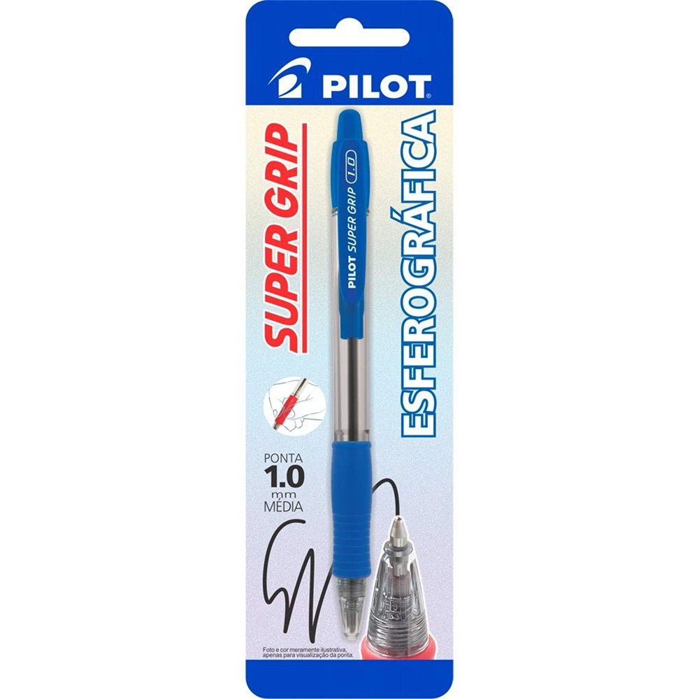 CANETA ESFE SUPER GRIP 1.0 AZUL PILOT BLISTER                  CANETA ESFE SUPER GRIP 1.0 AZUL PILOT BLISTER
