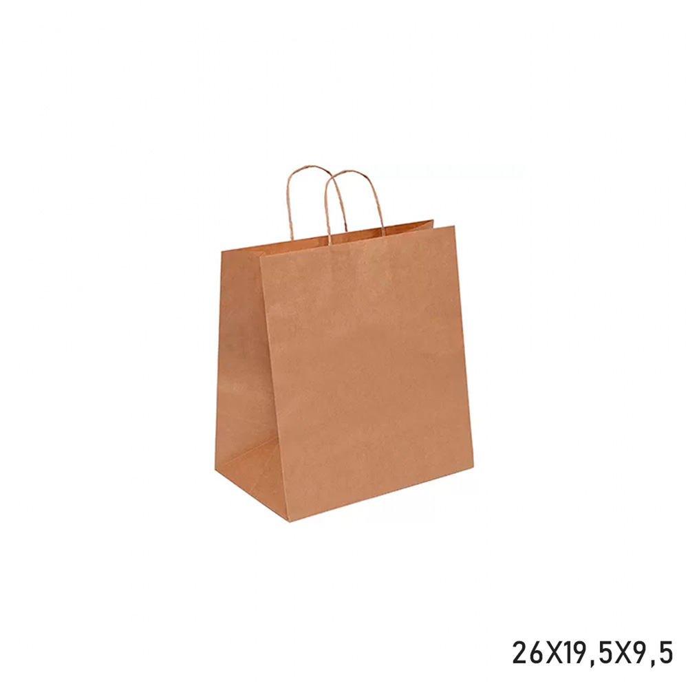 SACOLA DE PAPEL M 26X19,5X9,5 KRAFT PARDO - CROMUS - C/ 50 UNIDADES SACOLA DE PAPEL M 26X19,5X9,5 KRAFT PARDO - CROMUS - C/ 50 UNIDADES