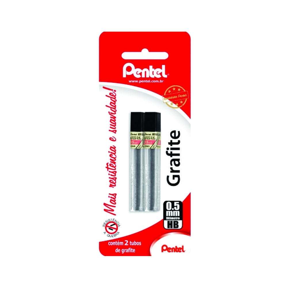 Grafite PENTEL 0.5mm HB hi-polymer blister 2 tubos 12 minas<br><br>  Grafite PENTEL 0.5mm HB hi-polymer blister 2 tubos 12 minas<br><br>