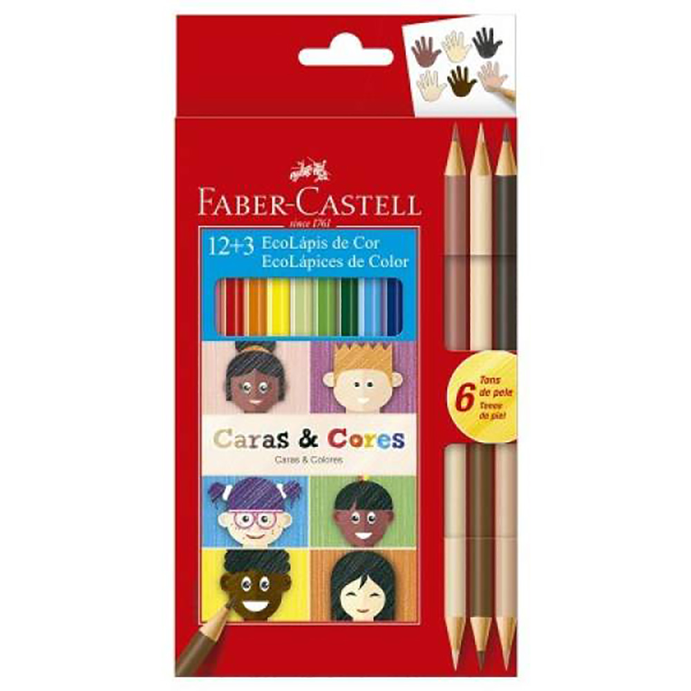 LAPIS DE COR 12+3 CARAS E CORES FABER CASTELL LAPIS DE COR 12+3 CARAS E CORES FABER CASTELL