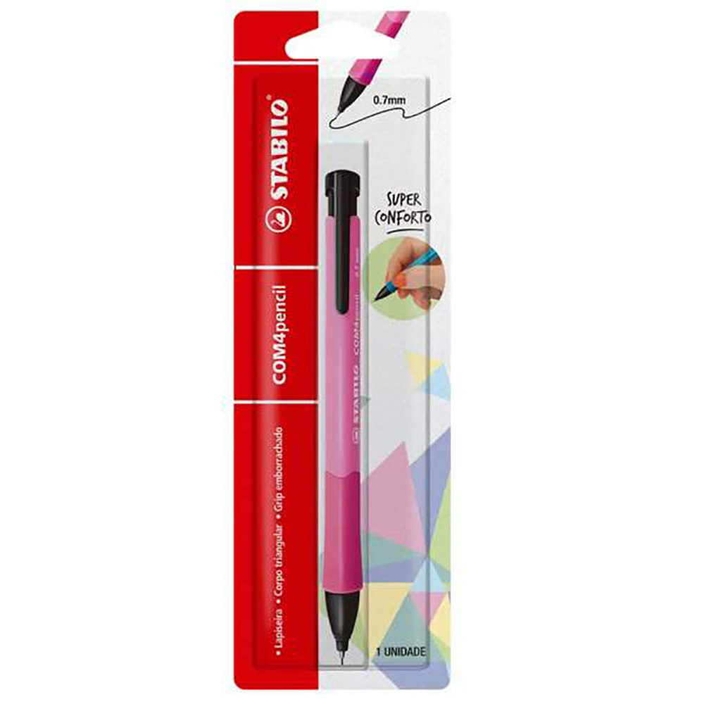 LAPISEIRA STABILO COM4 PENCIL 0.7 ROSA - BLISTER                 LAPISEIRA STABILO COM4 PENCIL 0.7 ROSA - BLISTER