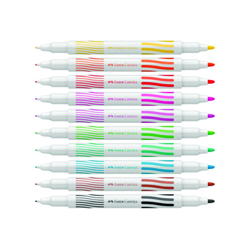 PINCEL HIDROGRÁFICA DUAS PONTA 10 CORES FABER CASTELL PINCEL HIDROGRÁFICA DUAS PONTA 10 CORES FABER CASTELL