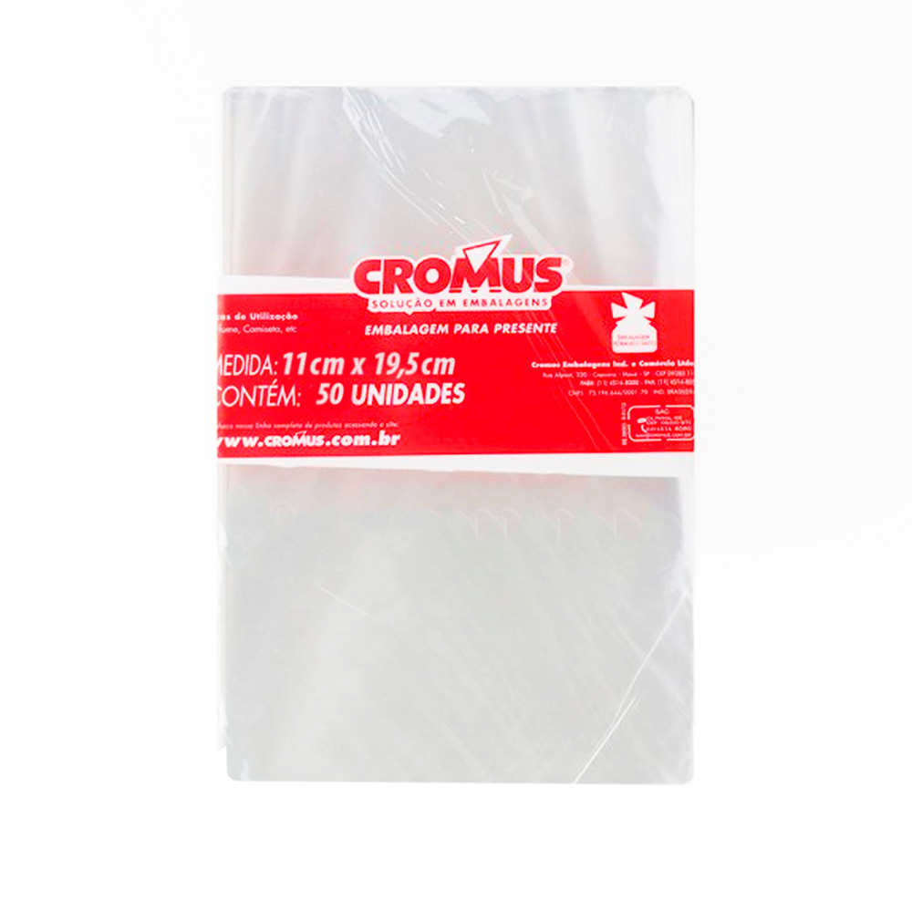 SACO TRANSPARENTE 11X19,5 PACOTE COM 50 UN - CROMUS  SACO TRANSPARENTE 11X19,5 PACOTE COM 50 UN - CROMUS
