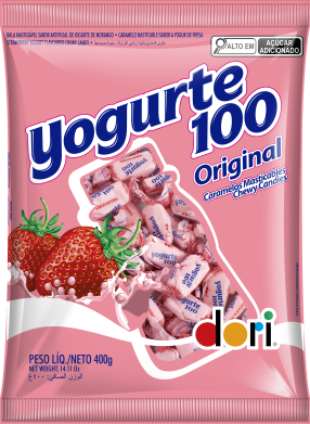 BALA YOGURTE100 MORANGO DORI 400G                                                                                                                                                                        BALA YOGURTE100 MORANGO DORI 400G