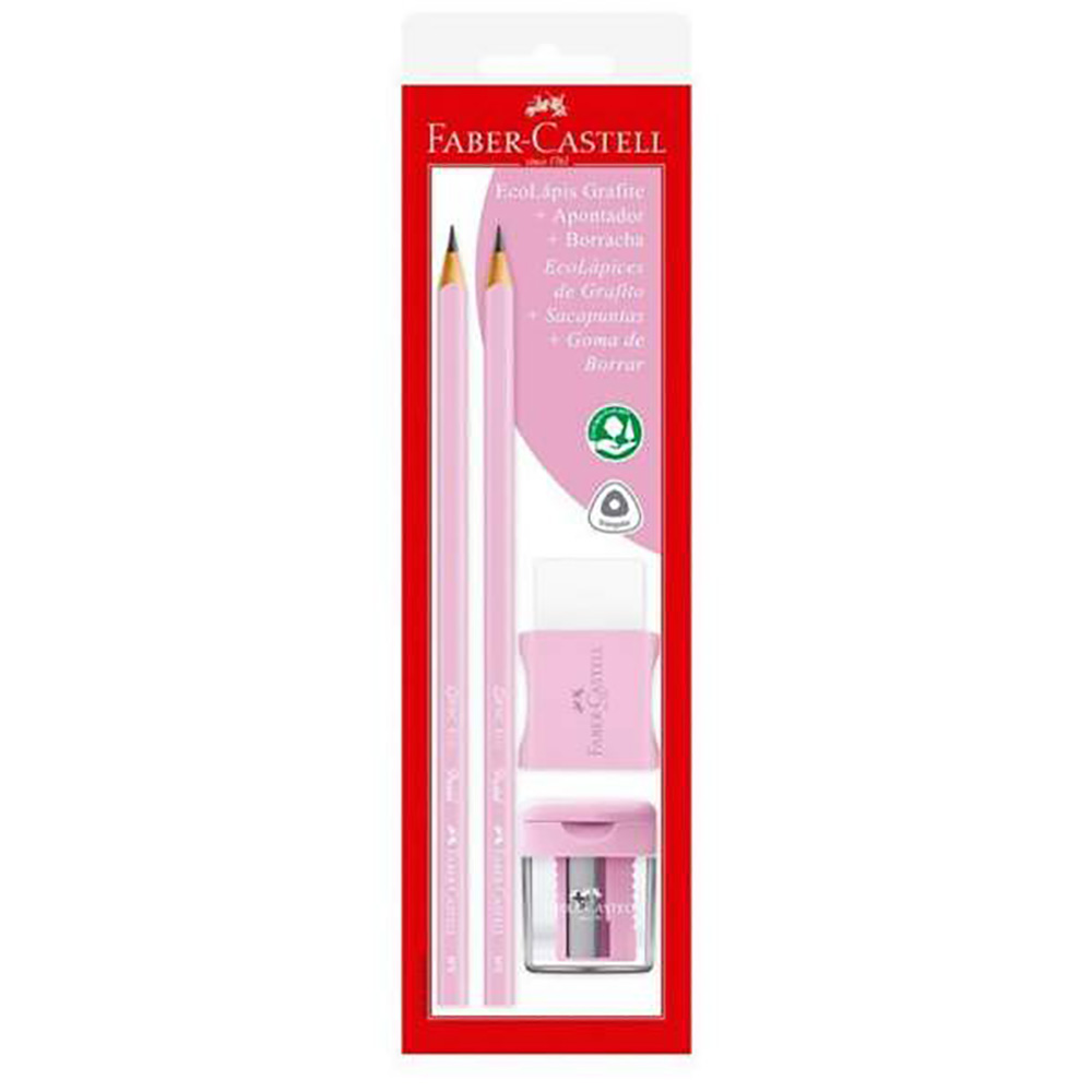 COMBO LAPIS/APONTADOR/BORRACHA ROSA FABER CASTELL                 COMBO LAPIS/APONTADOR/BORRACHA ROSA FABER CASTELL