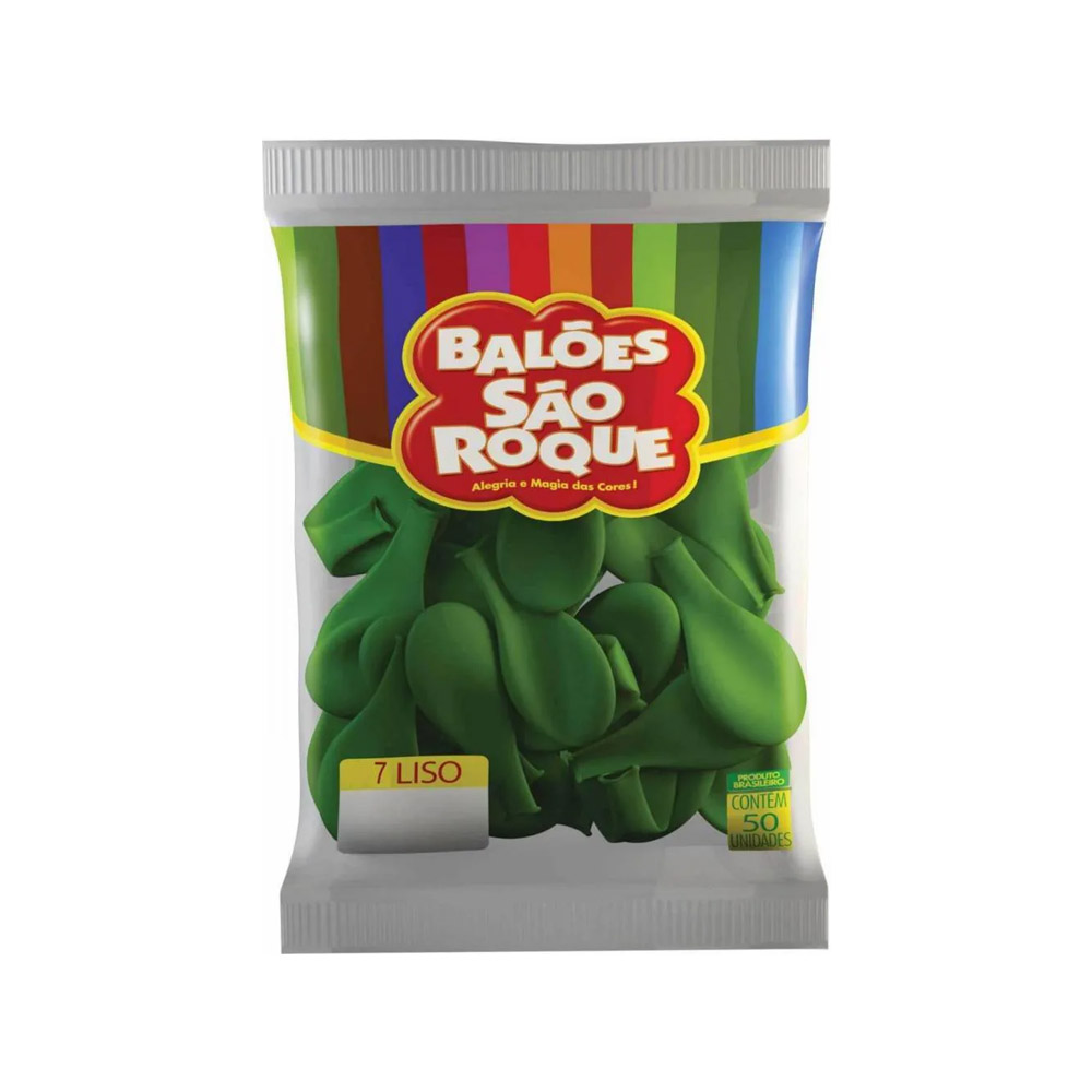 BALÃO N7 LISO VERDE BANDEIRA PACOTE COM 50 UNIDADES - SÃO ROQUE  BALÃO N7 LISO VERDE BANDEIRA PACOTE COM 50 UNIDADES - SÃO ROQUE