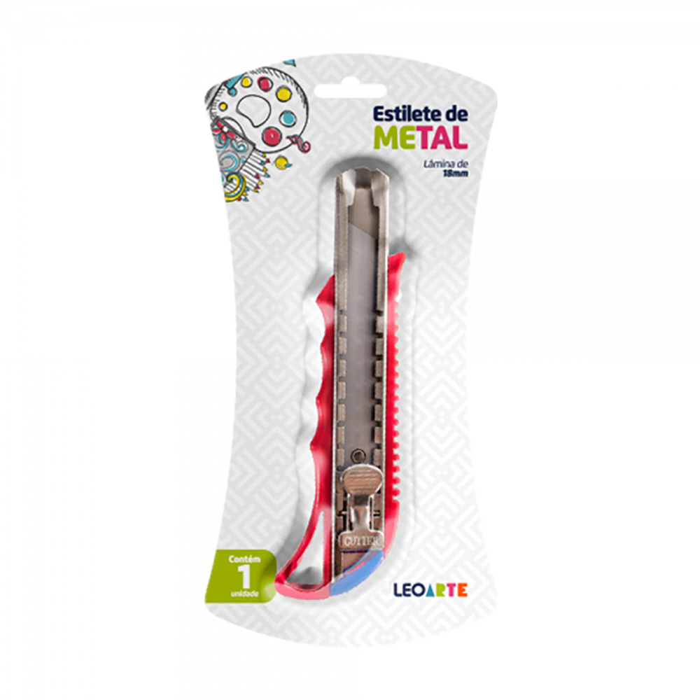 ESTILETE METAL LARGO 18MM BLISTER - LEO & LEO                  ESTILETE METAL LARGO 18MM BLISTER - LEO & LEO