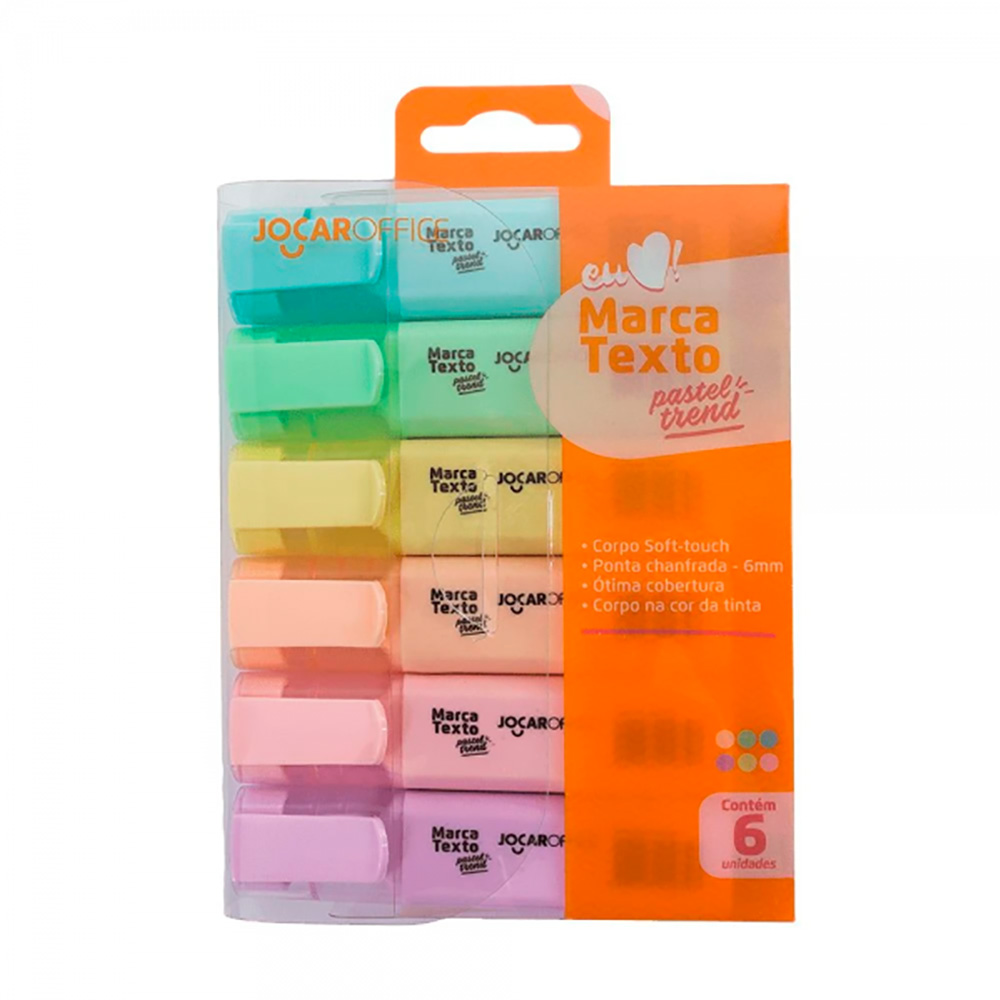 MARCA TEXTO ESTOJO C/6 CORES PASTEL - LEO & LEO                                                                                                                                                            MARCA TEXTO ESTOJO C/6 CORES PASTEL - LEO & LEO