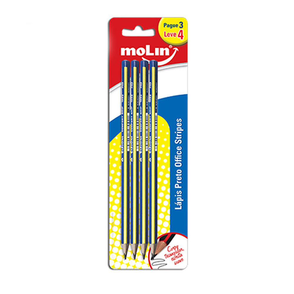 LAPIS PRETO HB N2 OFFICE STRIPES C/4 MOLIN 13340             LAPIS PRETO HB N2 OFFICE STRIPES C/4 MOLIN 13340
