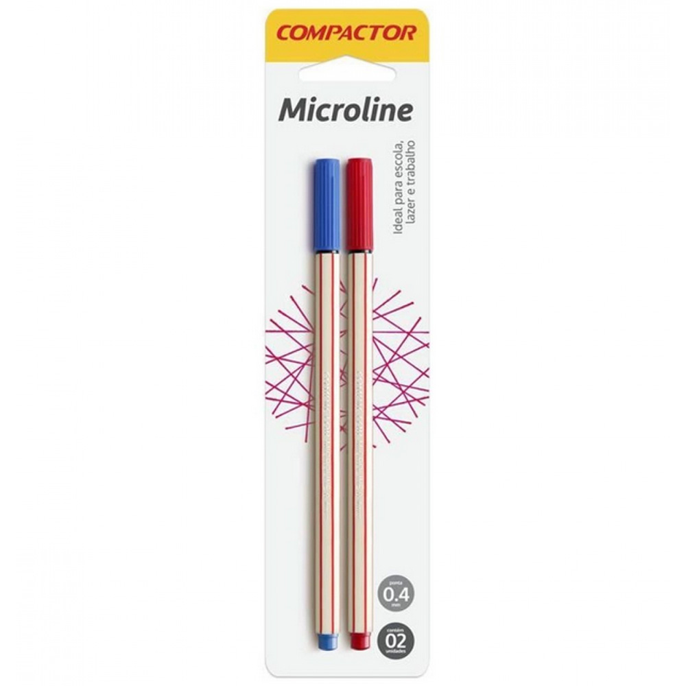 CANETA MICROLINE 0,4MM AZUL/VERMELHO COMPACTOR BLISTER C/2 CANETA MICROLINE 0,4MM AZUL/VERMELHO COMPACTOR BLISTER C/2