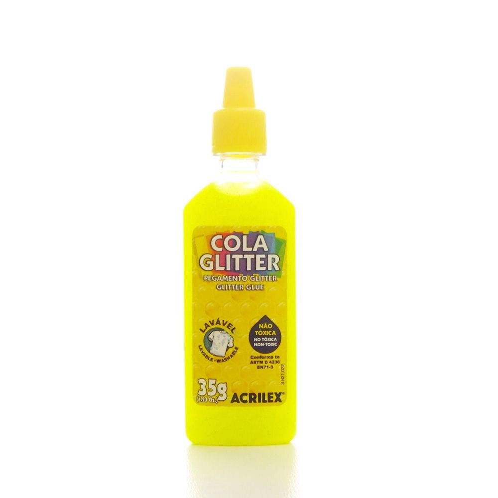 COLA C/ GLITTER AMARELO LIMA 35G - ACRILEX  COLA C/ GLITTER AMARELO LIMA 35G - ACRILEX
