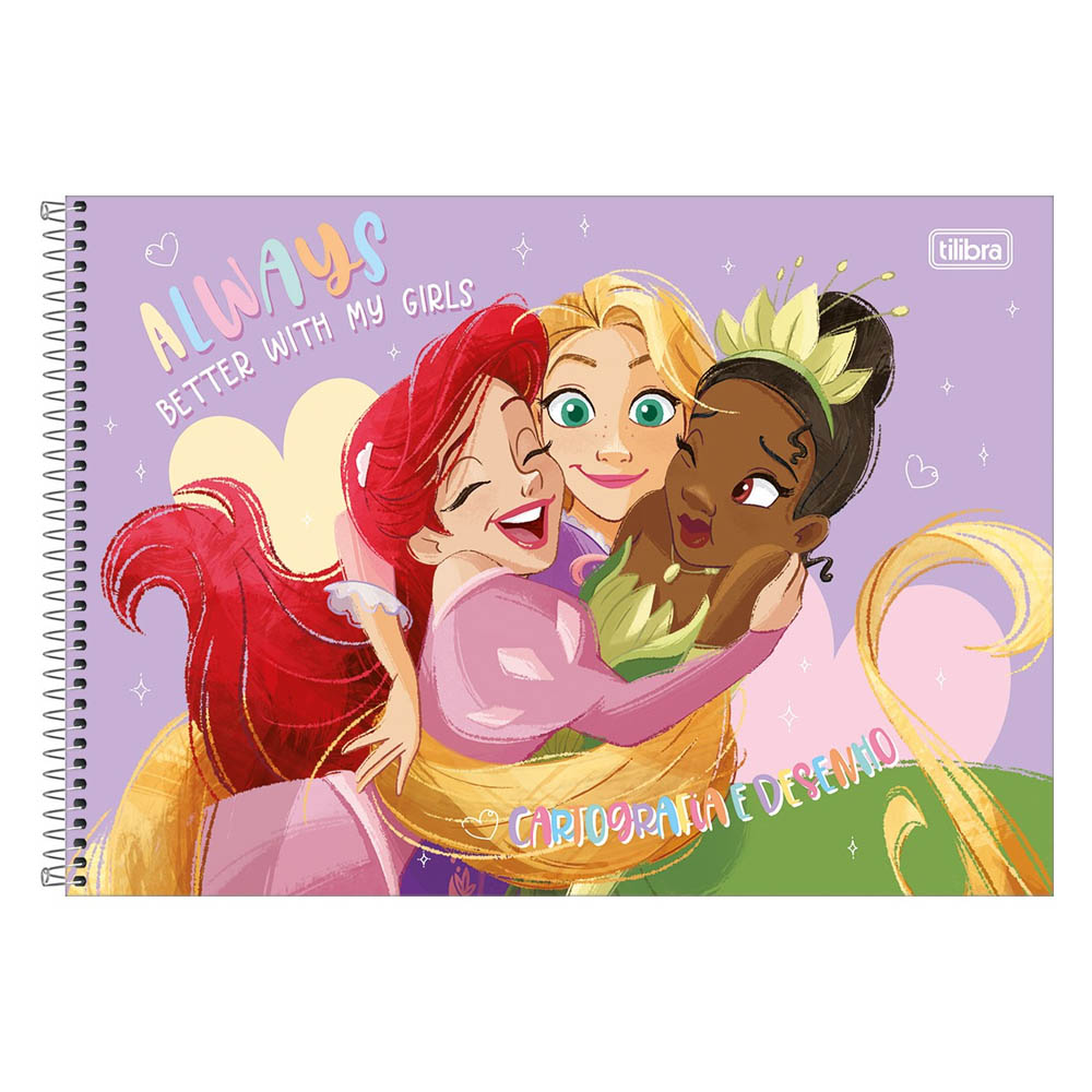 CADERNO DE CARTOGRAFIA E DESENHO ESPIRAL CAPA DURA PRINCESAS 80 FOLHAS - TILIBRA CADERNO DE CARTOGRAFIA E DESENHO ESPIRAL CAPA DURA PRINCESAS 80 FOLHAS - TILIBRA