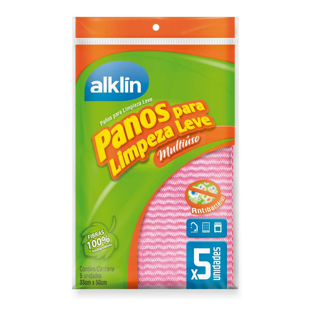 PANO MULTIUSO LIMPEZA LEVE 33X50 ROSA ALKLIN C/5                                                                                                                                                         PANO MULTIUSO LIMPEZA LEVE 33X50 ROSA ALKLIN C/5