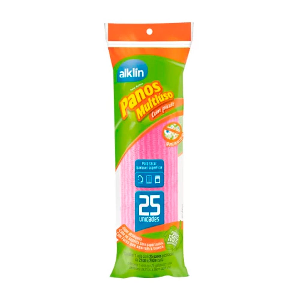 PANO MULTIUSO ROLO 21X29 ROSA C/25 - ALKLIN <br> PANO MULTIUSO ROLO 21X29 ROSA C/25 - ALKLIN <br>