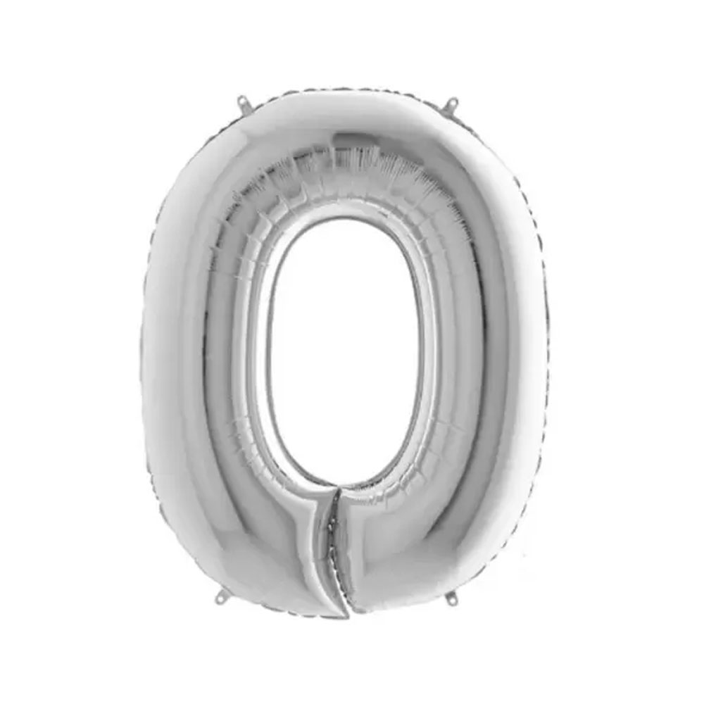 BALAO N16 40CM METAL PRATA NUMERO 0 GALA BALAO N16 40CM METAL PRATA NUMERO 0 GALA